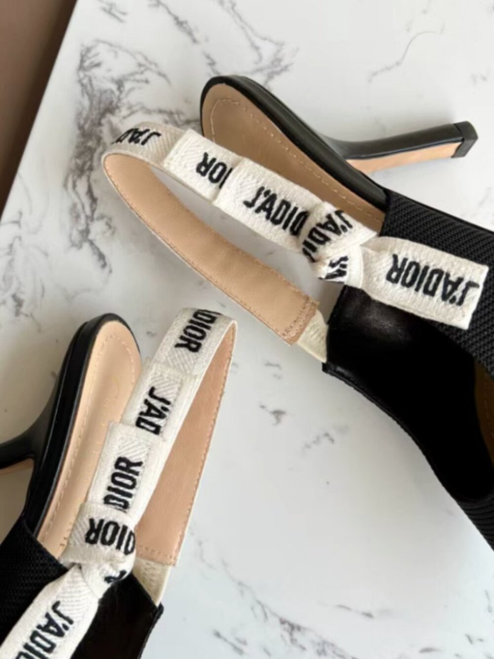 Dior J'ADIOR Black Fabric Slingback Pointed Toe High Heels - Picture 8 of 8